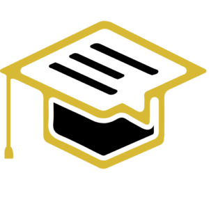Black and gold graduation cap illustration