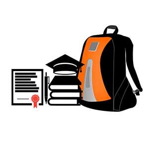 School supplies and graduation cap illustration
