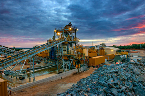 A mining plant during the early hours of the day